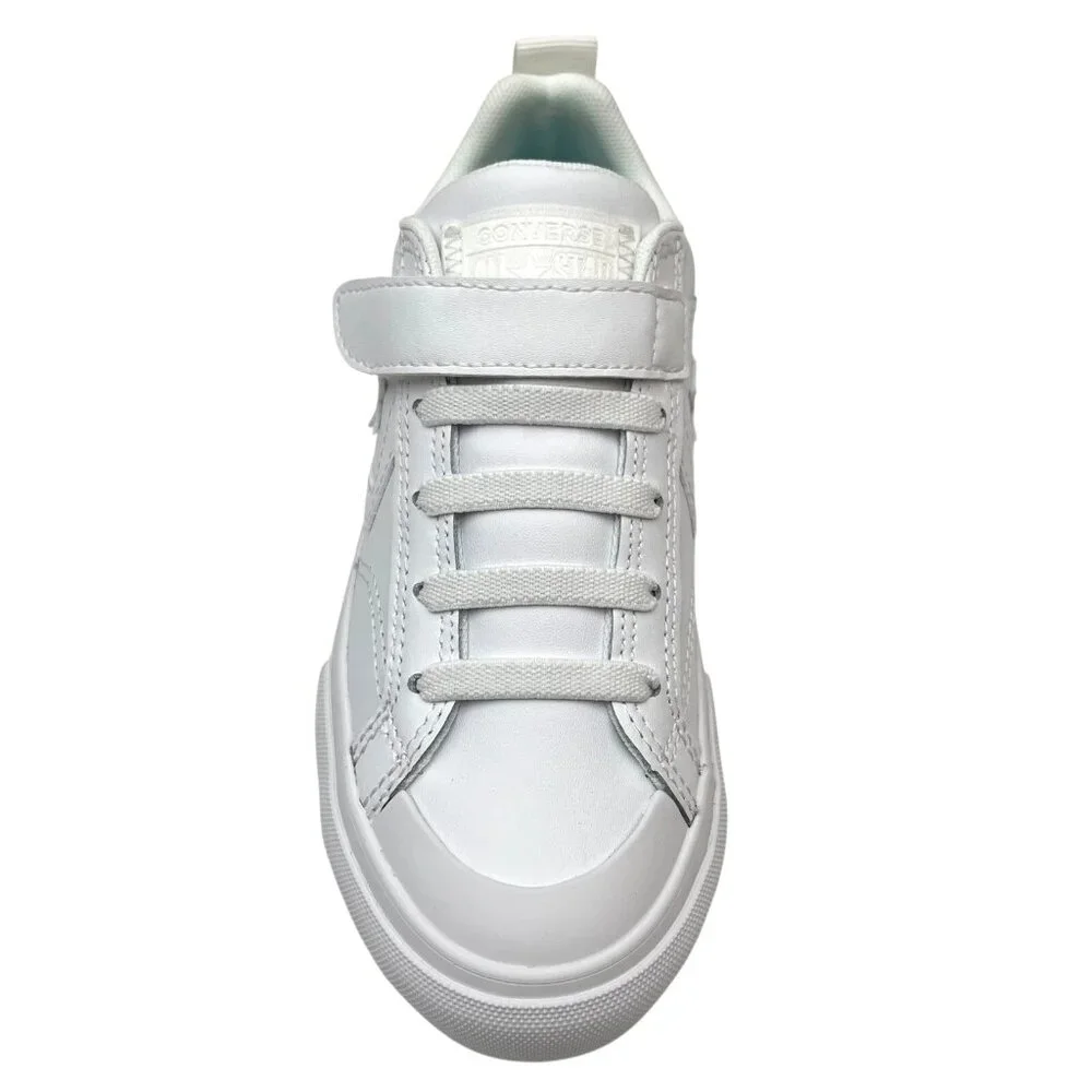 Converse Pro Blaze Youth Boys Girls Slip-on‎ Leather Sneaker Size 3Y Solid White